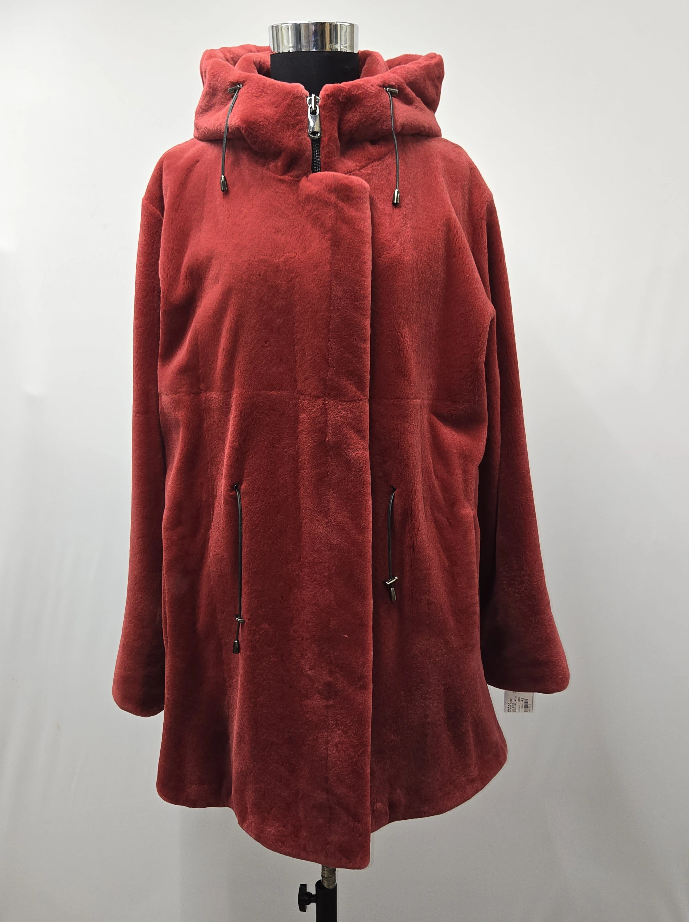 MANTEAU 7/8 VISON RASE/CAPUCHE