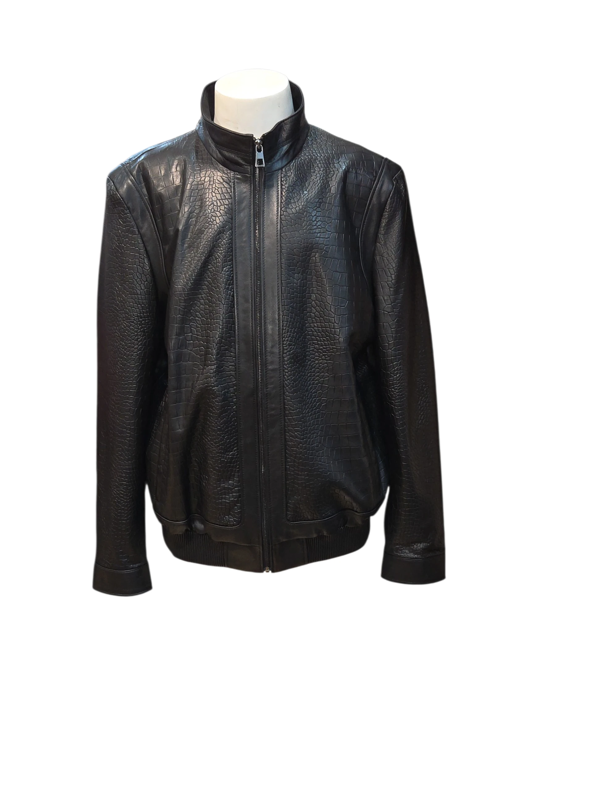 BLOUSON CUIR FAÇON CROCO