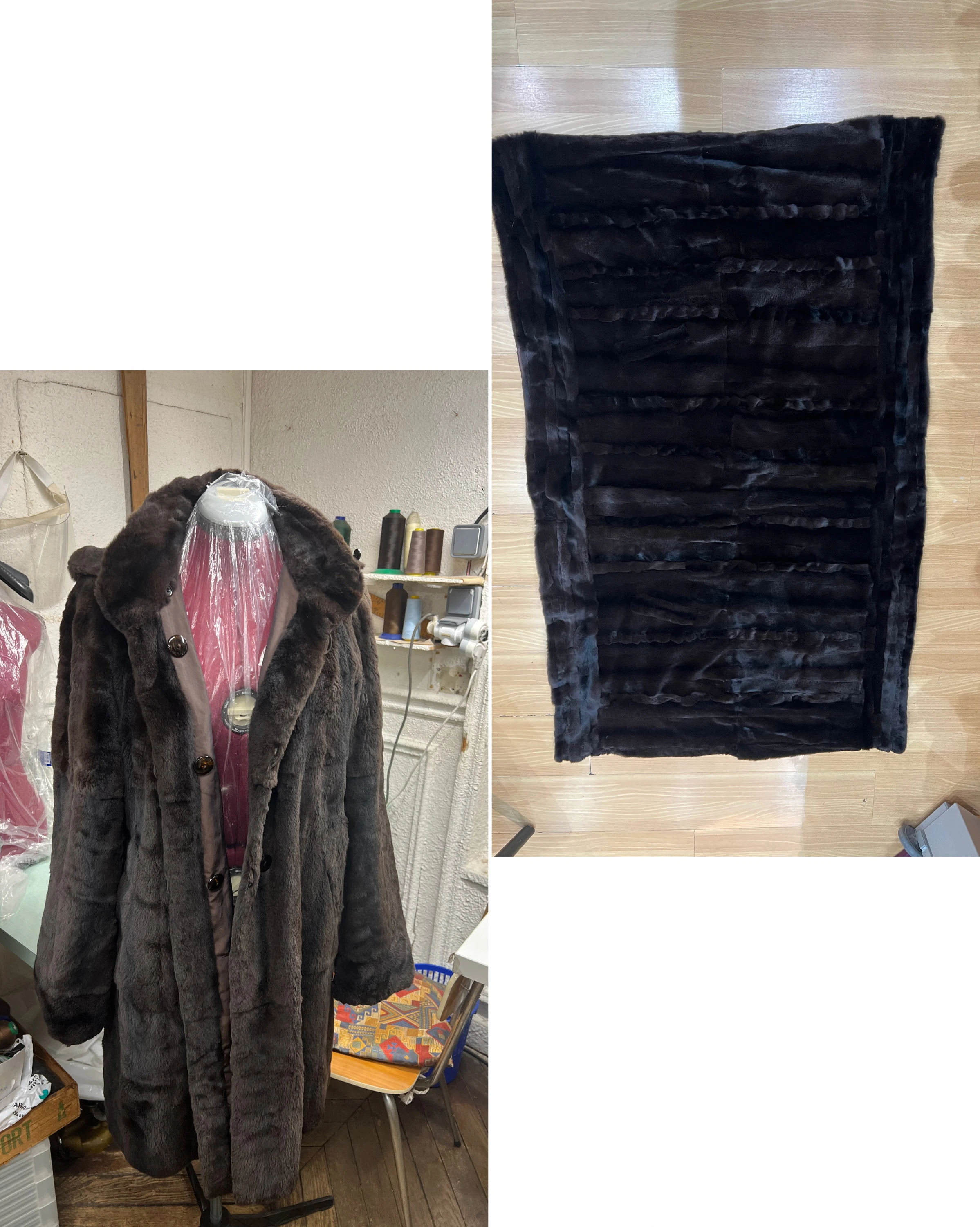 TRANSFORMATION D'UN MANTEAU EN VISON RASEE EN PLAIDE