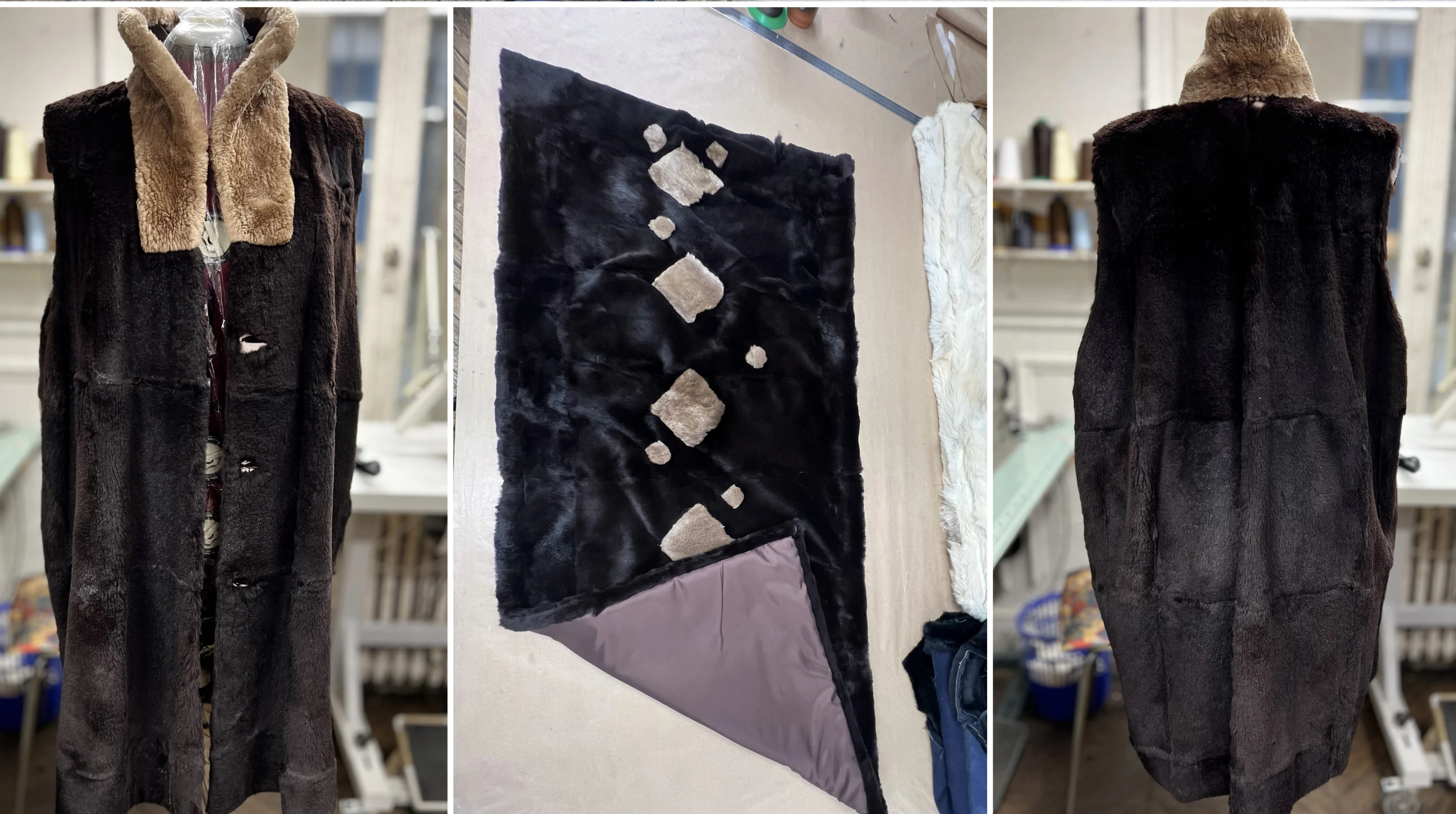 TRANSFORMATION MANTEAU EN FOURRURE EN PLAIDE